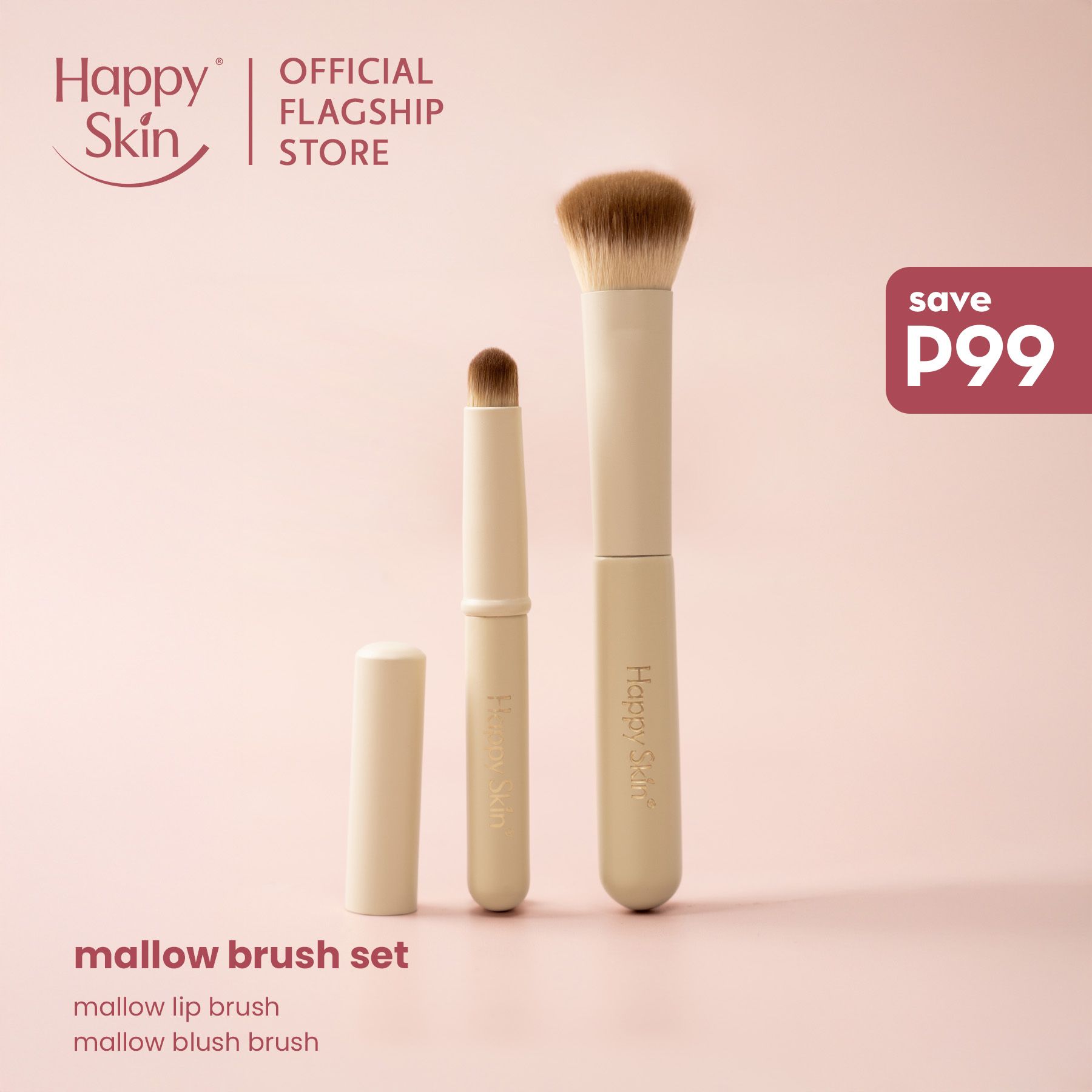 Discount on Happy Skin  shoes - SKU: Happy Skin Mallow Brush Set (Lip Brush + Blush Brush)
