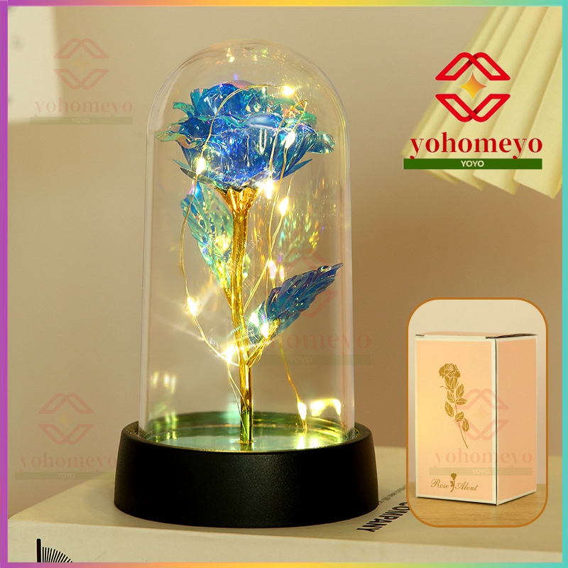 【With gift box】 Galaxy Rose Lamp Eternal Rose with Led Light in Dome Artificial Flower gift for Valentines Day, Anniversary, Christmas - Image 3