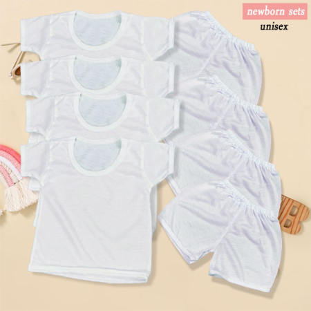 NEWBORN Infant Cotton Sando Tshirt Set | Unisex, 0-8 months