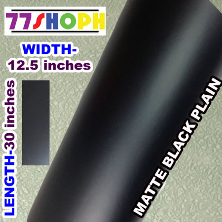 Matte Black Plain Wrap Vinyl Sticker 30 inches x 12.5 inches