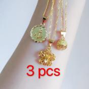 14k  3pcs Bangkok gold necklace adjustable