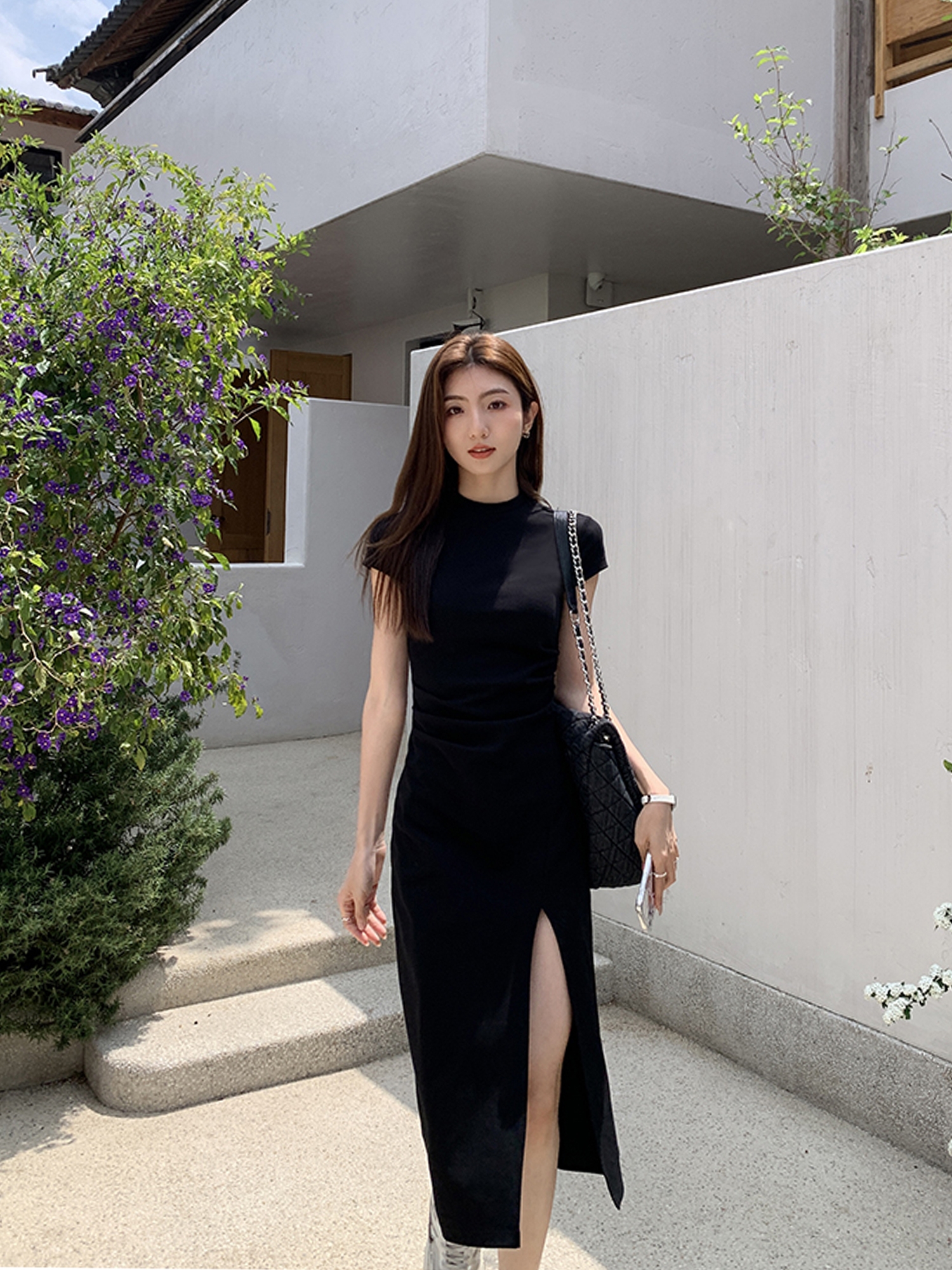 linen cotton dresses Canyon Linen Midi Dress Black / L main image 1