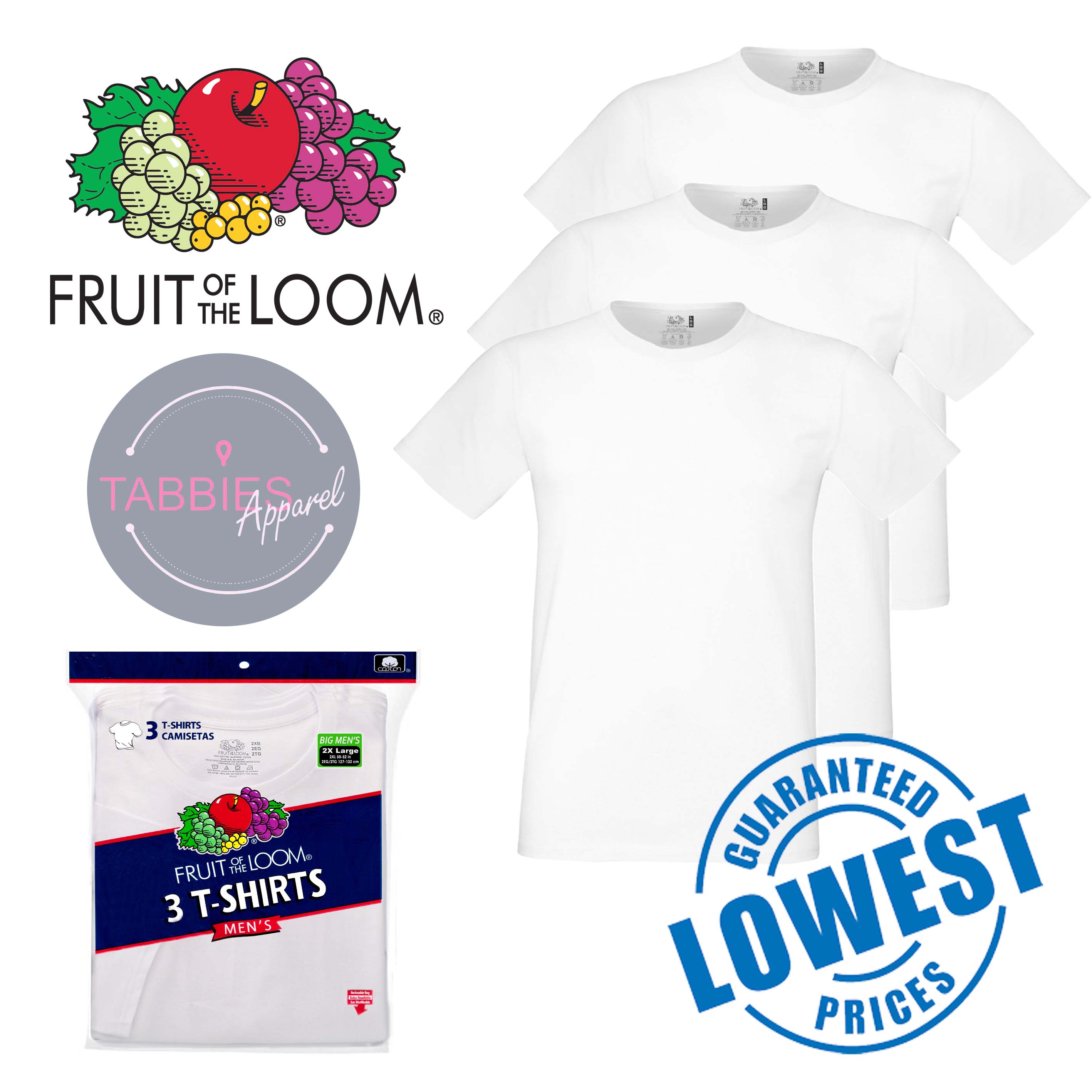 Fruit of The Loom 3 pcs White T-Shirts