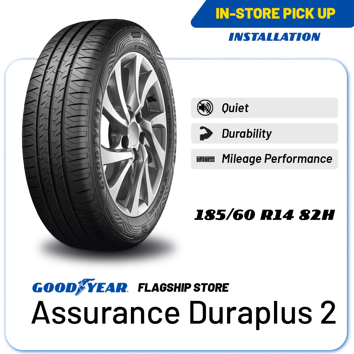 [INSTALLATION/ PICKUP] Goodyear 185/60R14 Assurance Duraplus 2 Tire (Worry Free Assurance) - Chevrolet Aveo, Honda City Presyo  4,350 Piso*Libreng Shipping