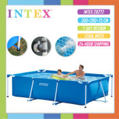 Intex 28272 Rectangular Steel Frame Swimming Pool Adult Swimming Pool Family Swimming Pool Children Big Swimming Pool Children Swimming Pool Baby Pool Inflatable Swimming Pool Super Swimming Pool Swimming Pool For Kids Big Size Dinosaur Swimming Pool