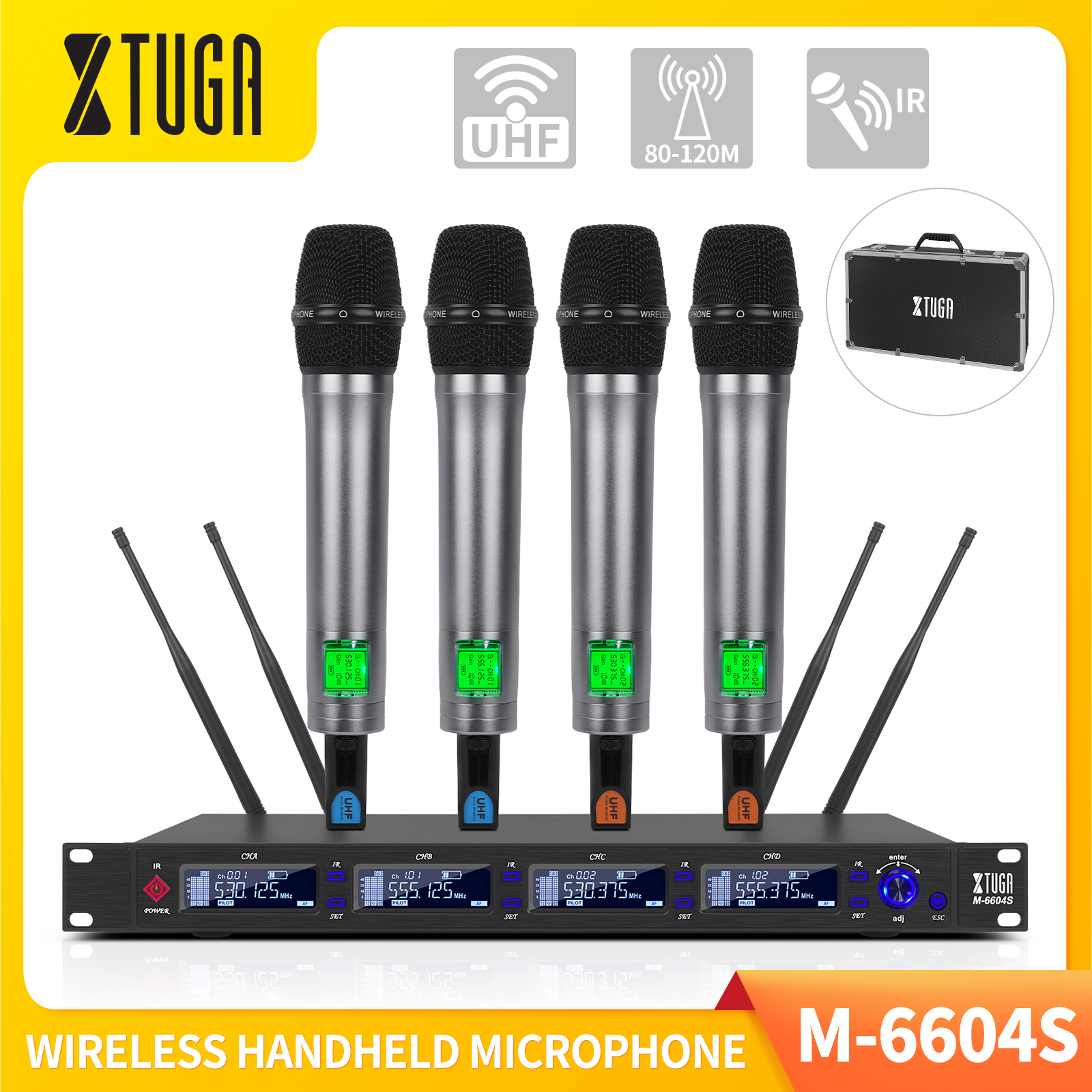 XTUGA Wireless Microphone System UH-120 with UHF Dual Wireless