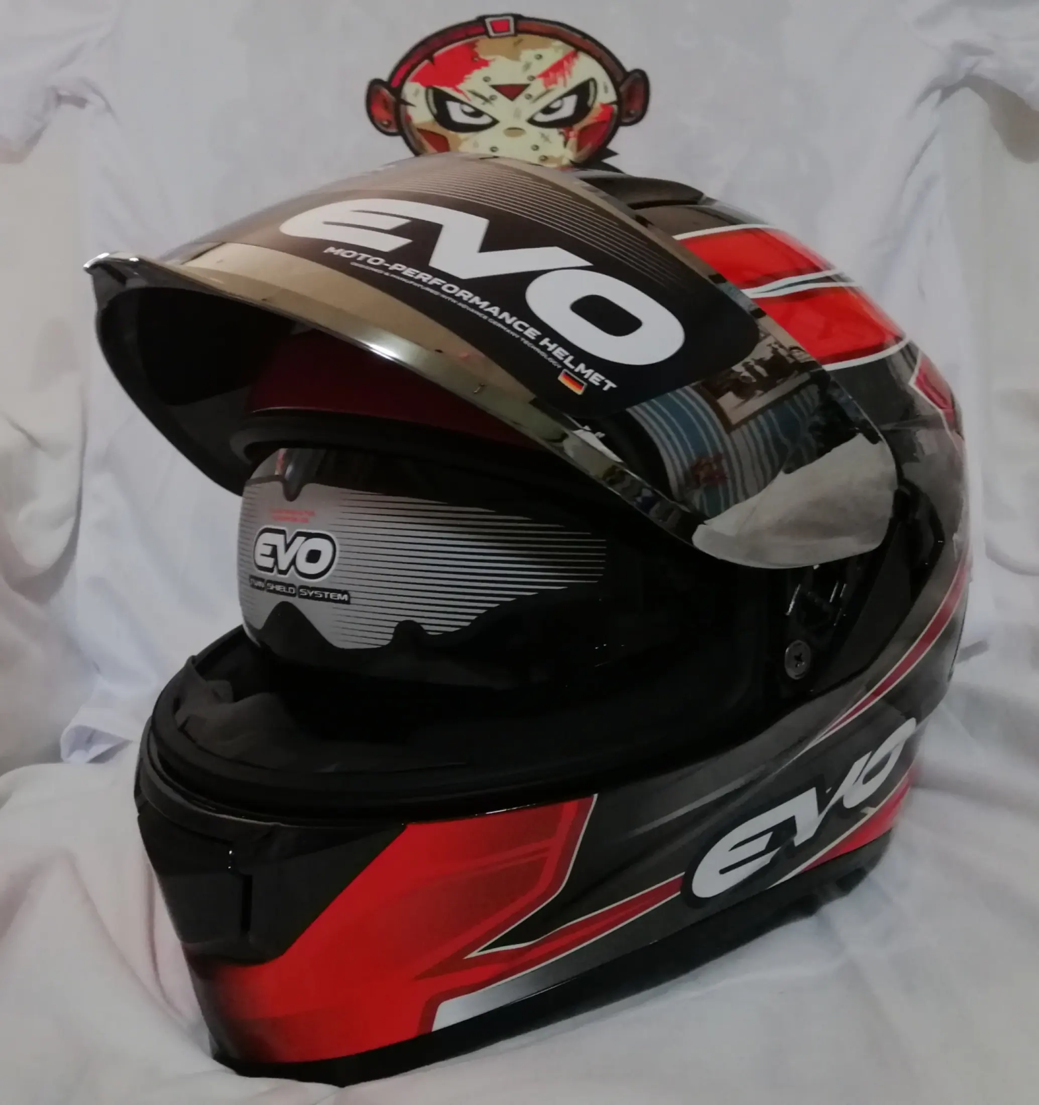 Evo Gt Pro Cyclone Red Glossy Helmet Large Dual Visor Lazada Ph