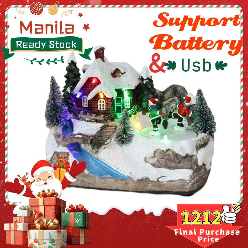 Product photo of Rotating Light-Up Village Music Box with Skaters from its Lazada listing