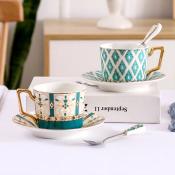 Elegant Retro Tea Cup Set with Saucer and Spoon