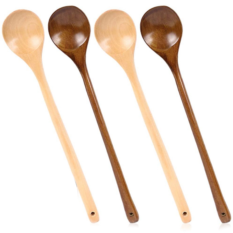 4 Pieces Wood Mixing Spoon Long Handle Wooden Spoons Kitchen Stirring Cooking " Unrivalled