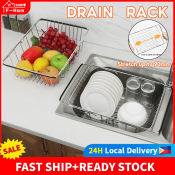 Stainless Steel Dish Rack Organizer - Large Capacity, Retractable