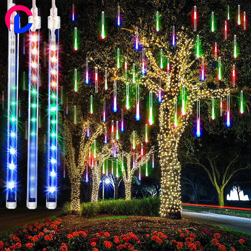 LED Solar Lights Meteor Shower Rain Christmas Tree String Lights Garden Outdoor main image 1