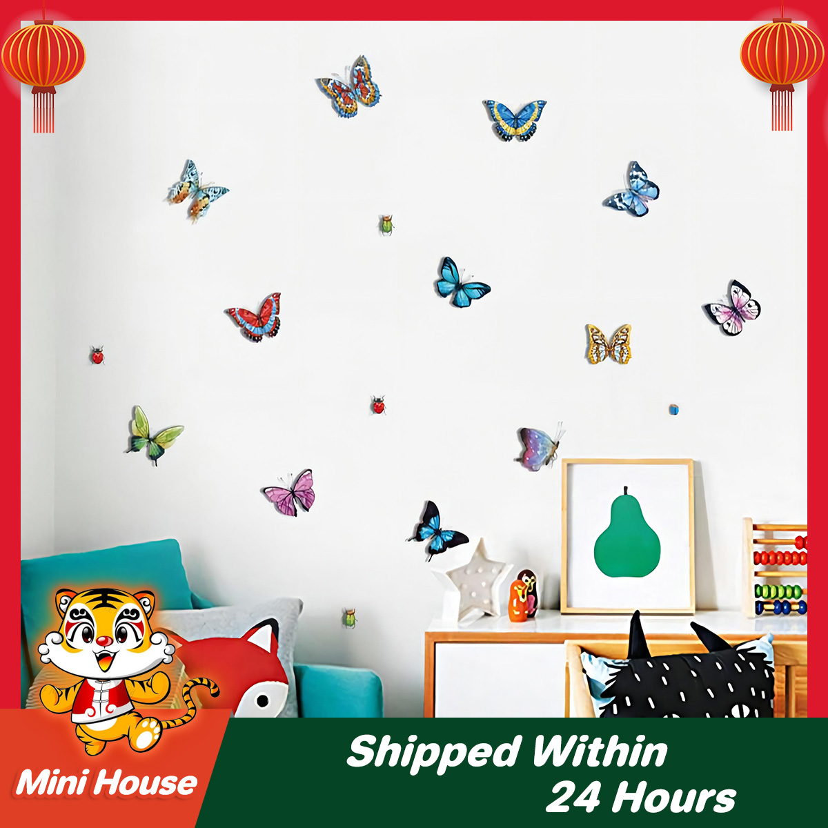 Wallpaper Butterflies Wall Stickers Decals Ladybug Wall Art Mural Peel and  Stick Design for Wall Removable Vinyl/ PVC Garden Decal for Kids Room  Nursery Classroom Bedroom Background Decor Wall Decorative Home Decoration |
