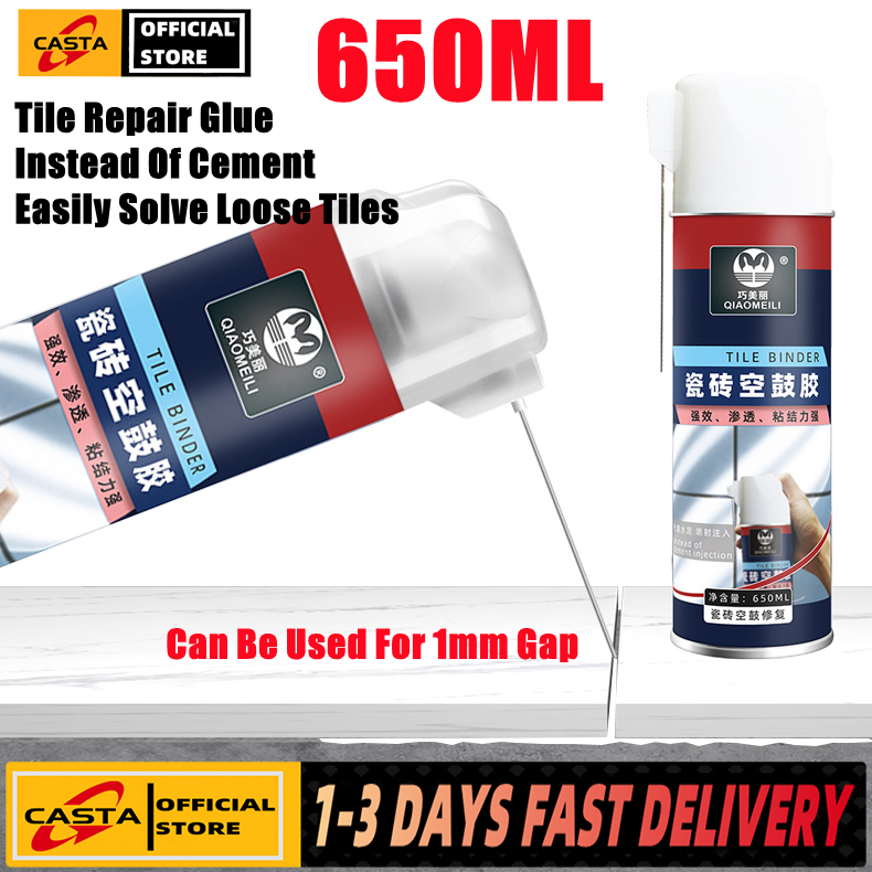 (Fast delivery）original Tile Adhesive Glue 650ml floor tile adhesive repair glue grout for repair crack tile loose special-purpose Wall easy bonded heavy duty glue for tile empty drum Strong Adhesive Wall Tiles Floor Loose glue