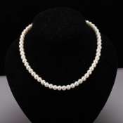 White Glass Pearl Necklace - Elegant Women's Jewelry