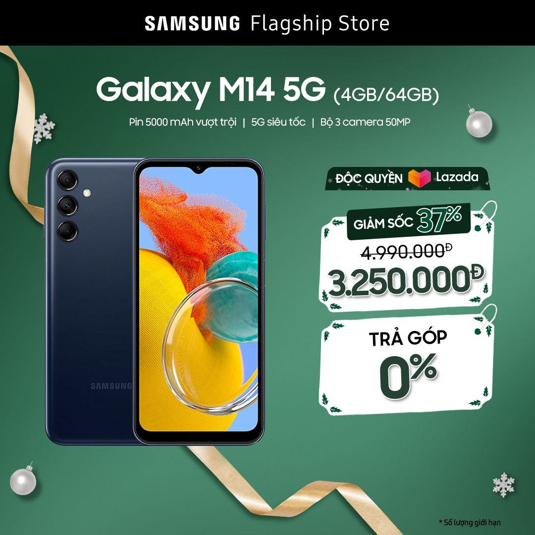 [GIÁ SỐC SALE ĐIỆN TỬ 22.12] Điện thoại Samsung Galaxy M14 4GB+64GB 5G - CHỈ CÓ TẠI LAZADA