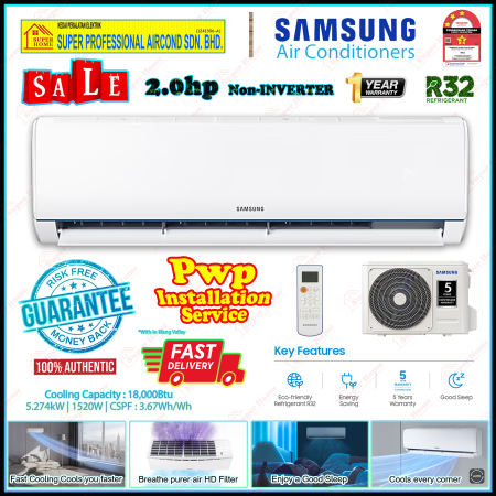 Samsung aircond 1.0hp - 2.5hp S-essential R32 non inverter air conditioner )