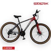 Stark Mountaineer MTB 29 Silver/Red Mountain Bike with Lockout Fork