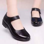 Fashion Leather Flats - Women's Black Formal Shoes #226