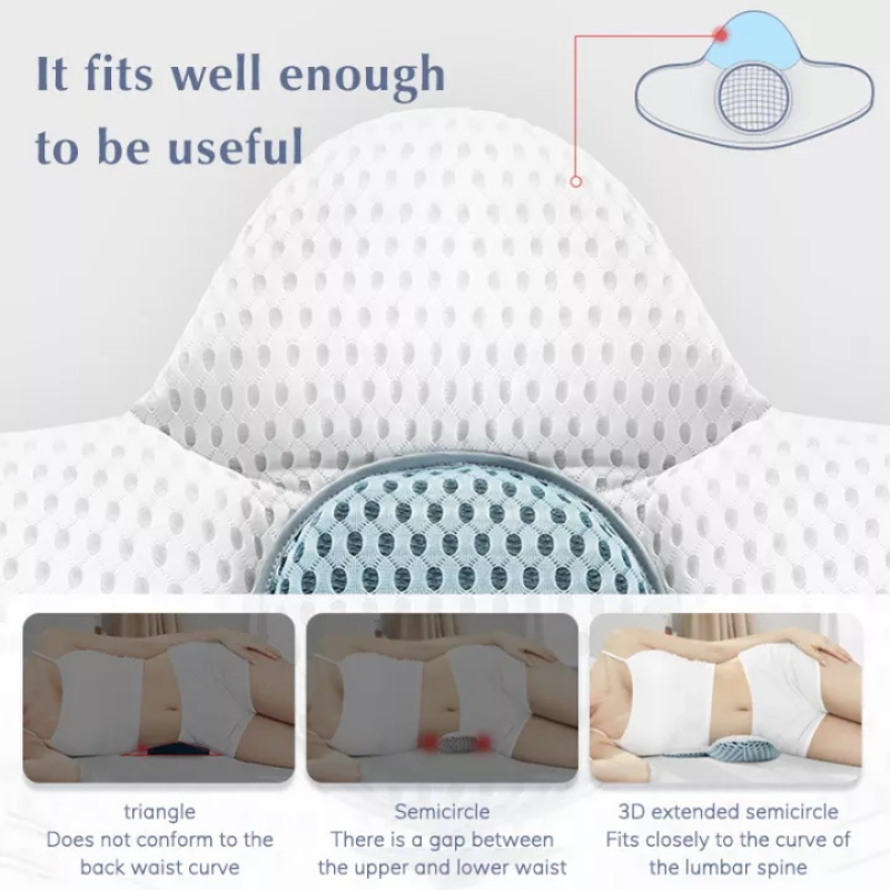 Lumbar Pillow for Sleeping, Adjustable Height 3D Lower Back