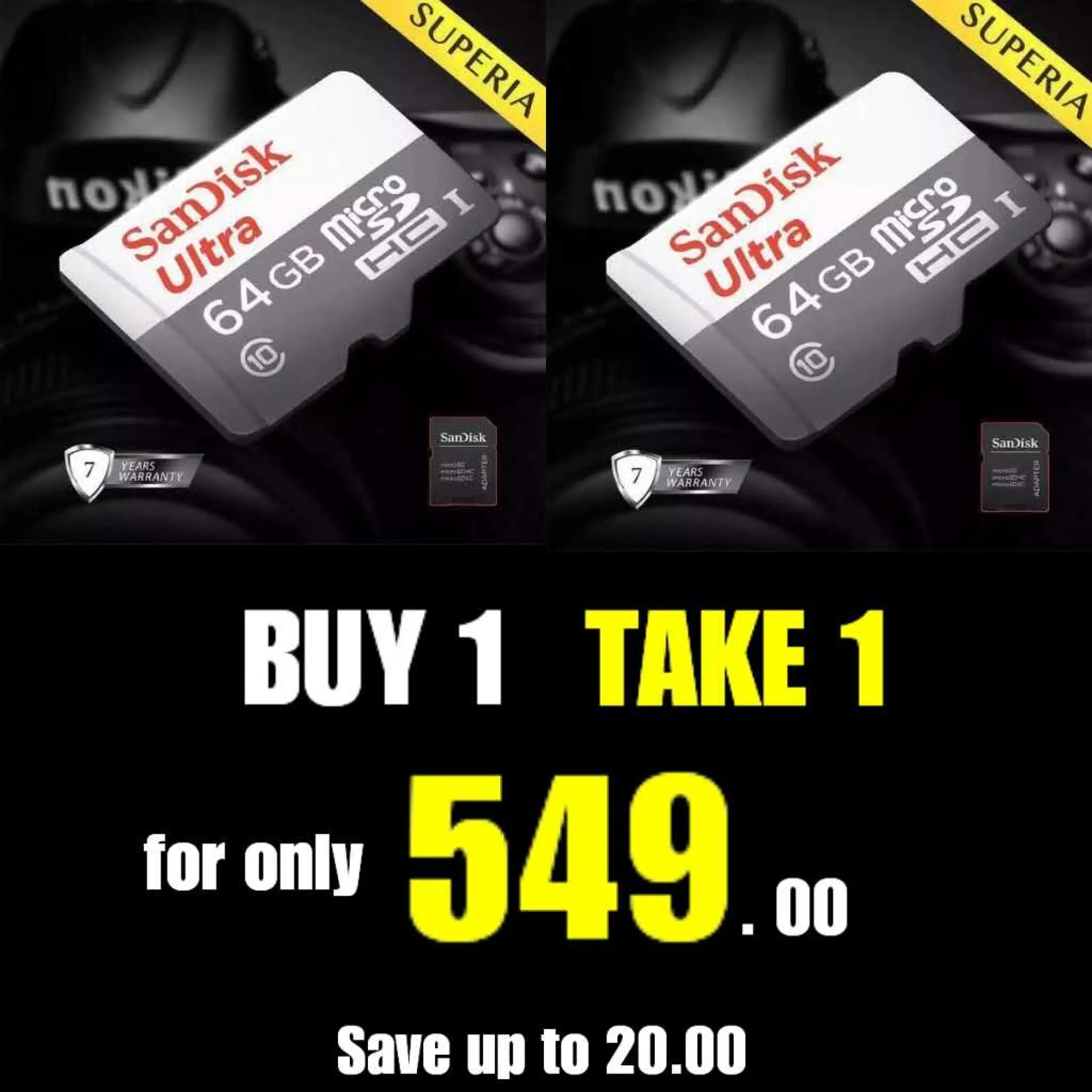 Buy 1 Take 1 Sandisk 64gb Memory Card Micro Tf Card Sd Card Usb Card Otg Speed Up To 100mb S Lazada Ph