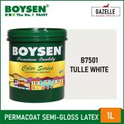 Boysen Permacoat Semi-Gloss Latex Paint - Tulle White (1L