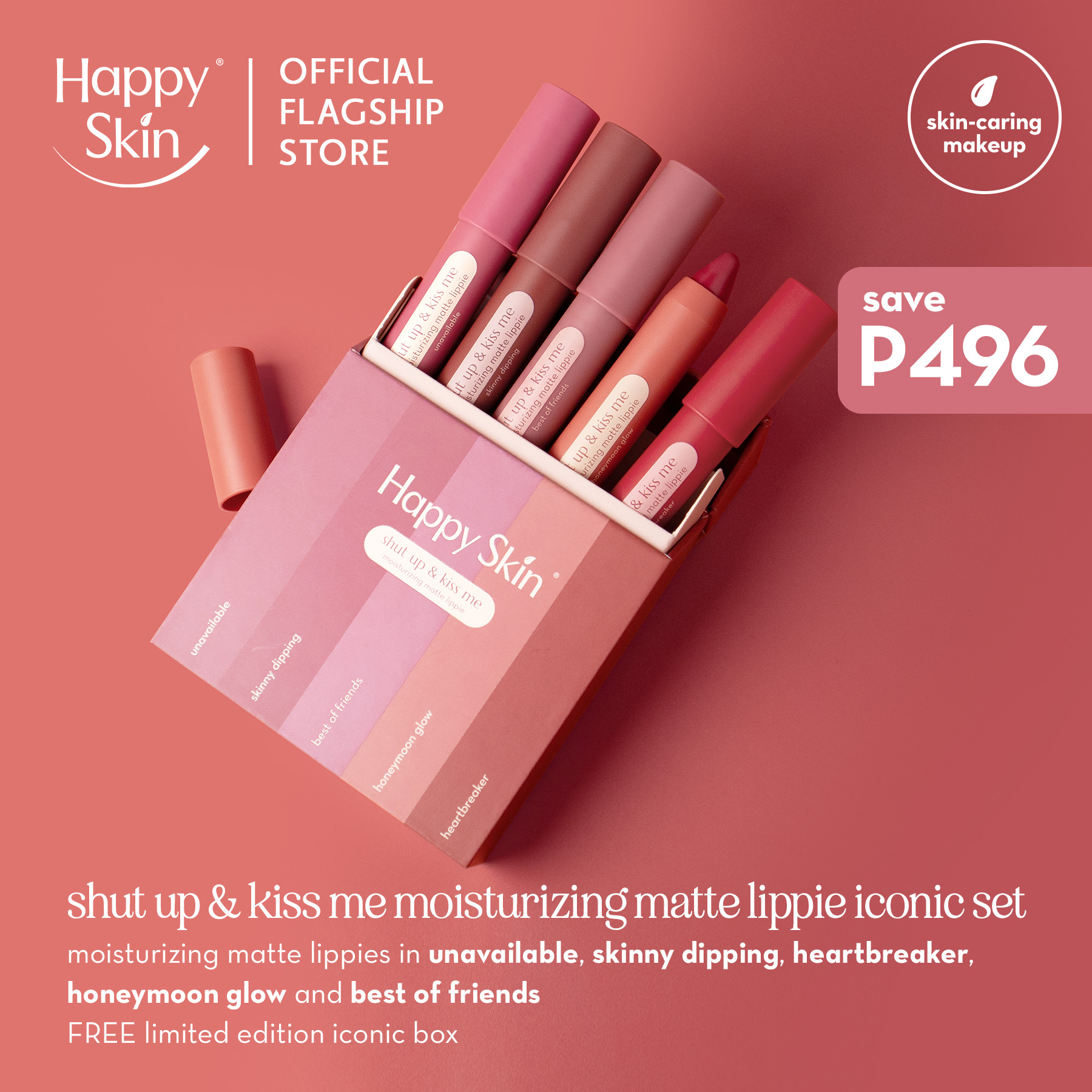Discount on Happy Skin  shoes - SKU: Happy Skin Shut Up And Kiss Me Moisturizing Matte Lippie Iconic Set