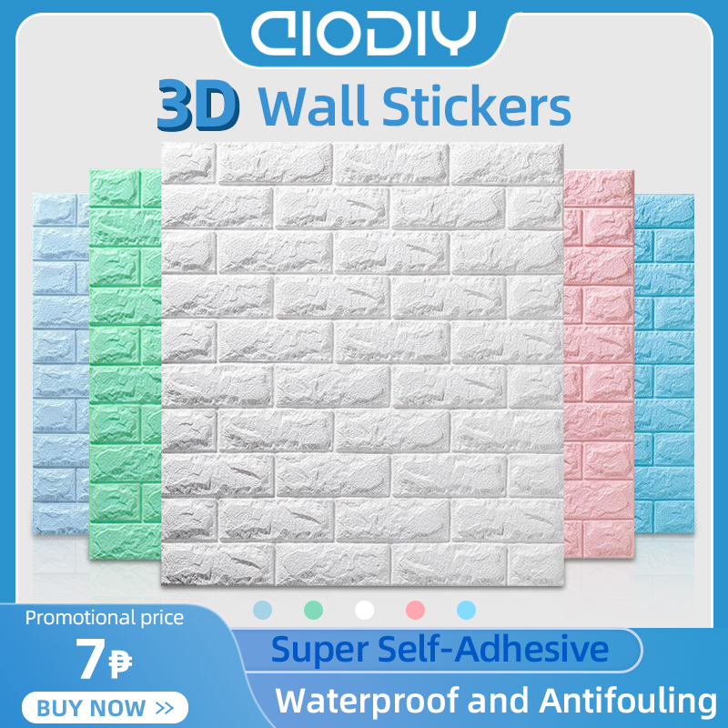 AIODIY Foam Bricks 3D Self Adhesive Brick Wall Stickers and Waterproof ...