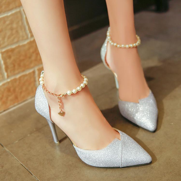 dull silver heels