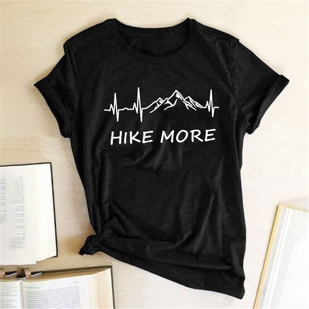 Hike More Printing T-shirts Women Summer Graphic T Shirts Aesthetic Tops  for Teens Fashion Crew Neck Harajuku Clothes Feminist