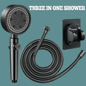 Black High Pressure Shower Head with Hose Set - Universal