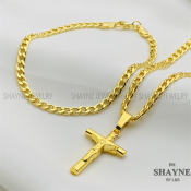 Shayne Jewelry 18K Gold 2in1 Cross Jewelry Set for Unisex 2452s