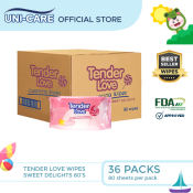 Tender Love Sweet Delights Cleansing Wipes 80's Pack of 36