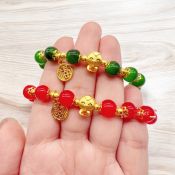 Lucky Dragon Beaded Bracelet - 24K Gold Charms, Jewelry Gift