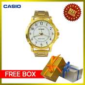 Casio Gold Stainless Steel Watch for Men with White Dial