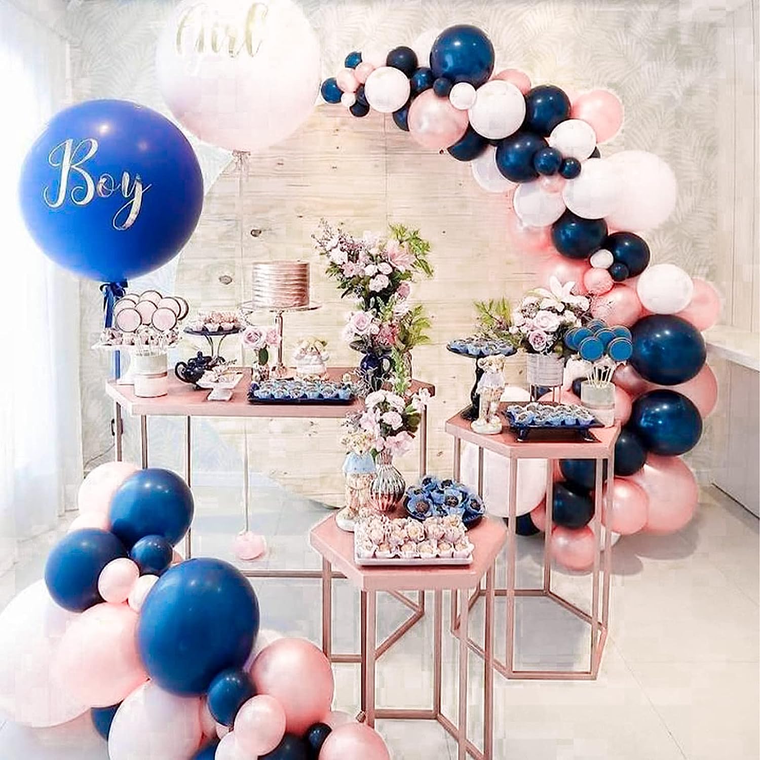 Kiena Balloon 140 pcs Navy Blue and Pink Balloon Garland, Pastel Pink  Balloons, Navy Blue Balloons and Silver Balloons for Balloon Garland and  Balloon Arch as Baby Shower, Wedding Decorations KB-1276