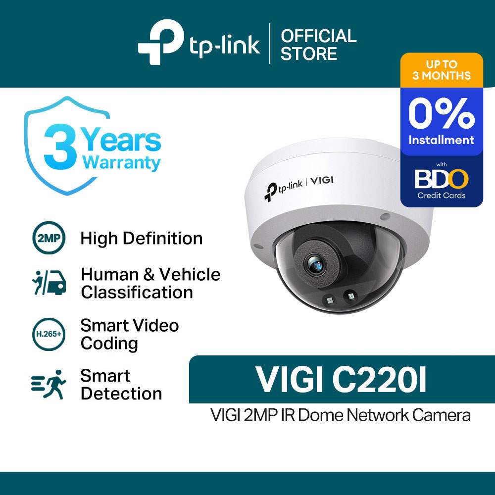 TP-Link Official Store / VIGI C220I / 2.8mm/4mm 2MP IR Dome Home Security Network CCTV Camera Connect to Cellphone - Philippines