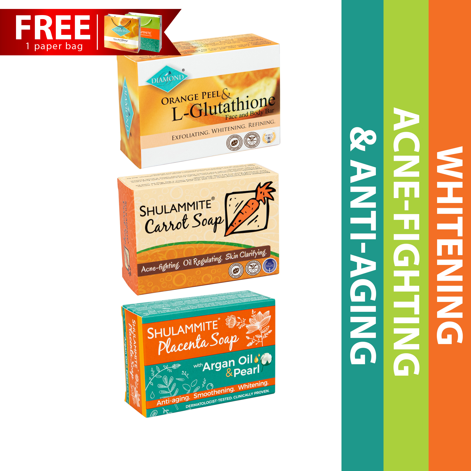 Diamond Orange Peel and L-Glutathione Face and Body Bar (Whitening Soap)  150g 3pcs. Dermatologically Tested Brightening Soap Multi-Pack Whitening  Soap Set 7 Days Replacement Warranty Soap - Lazada