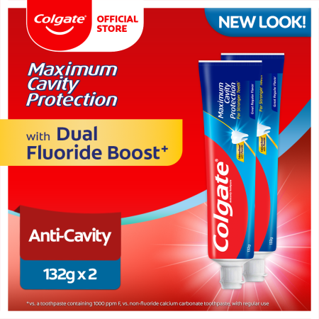 Colgate Anti-Cavity Toothpaste Twin Pack, Regular Flavor, 132g