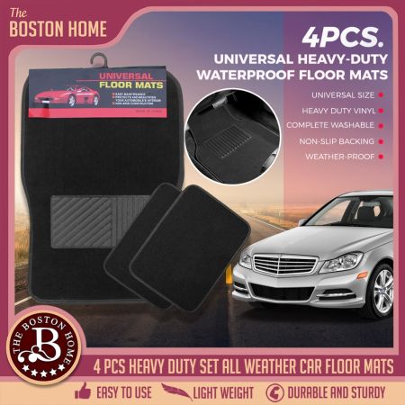 Boston Home 4pcs Universal Fit Carpet Floor Mats for Cars