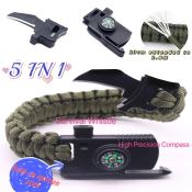 Survival Bracelet with Fire Starter, Compass, and Whistle 