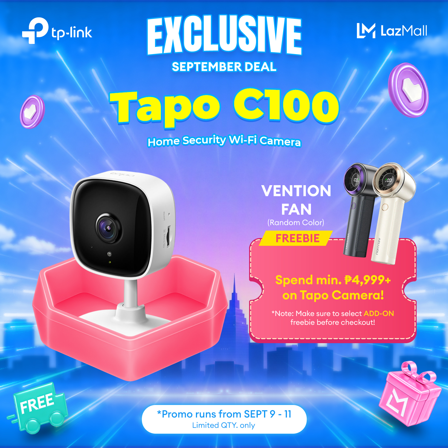 TP-Link Official Store / Tapo C100 / 1080P Indoor WiFi IP Security Cctv Sale Baby Pet Camera Connect to Cellphone with Mic and Speaker
