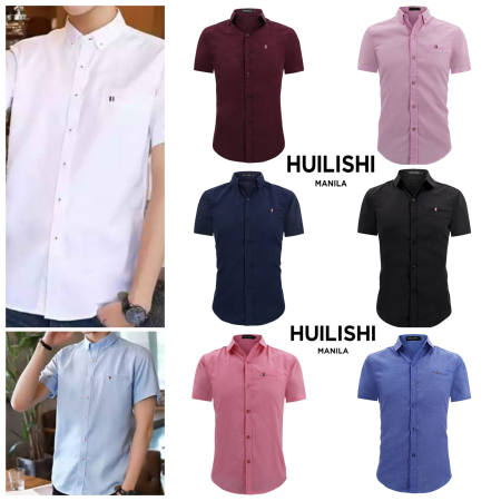 Huilishi Korean style fashion high quality pure cotton short sleeve shirt men polo suitable for office