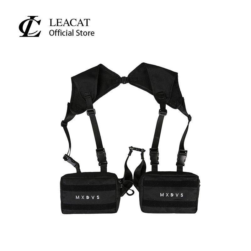 Leacat Unisex Chest Rig Bag Tactical Streetwear Chest Bag Functional Tooling Hip Hop Vest Bags Two Pockets Woman Fanny Pack Kanye West