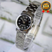 Casio Women's Stainless Steel Quartz Watch with Black Dial