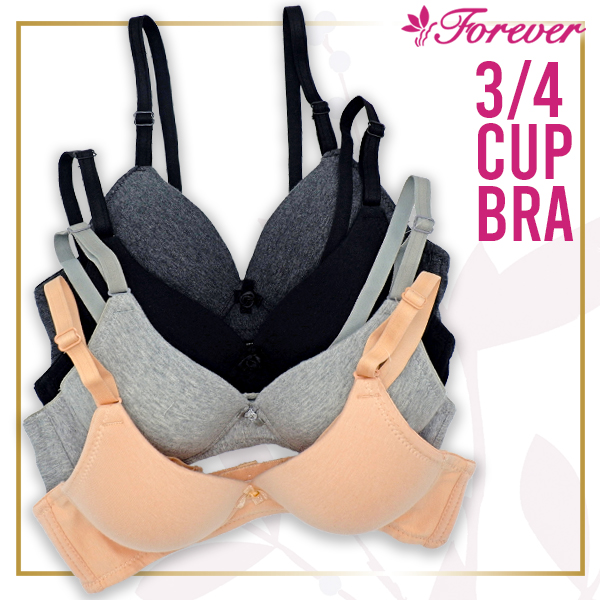 Intimate Forever A115 Cup A per piece 3/4 cup Non Wired Bra plain cotton  brassiere cleavage with adjustable bra strap made in Philippines