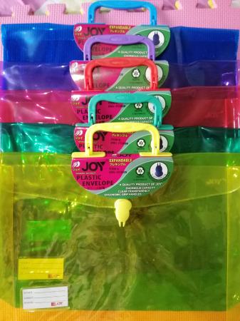 Joy Transparent Colored Plastic Envelope with handle