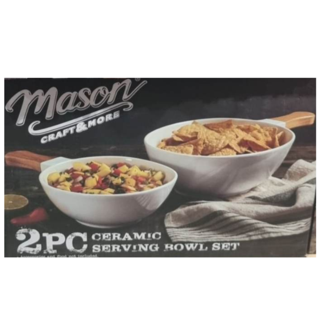 Mason Craft and More 2pc Ceramic Serving Bowl Set Glass Cookware