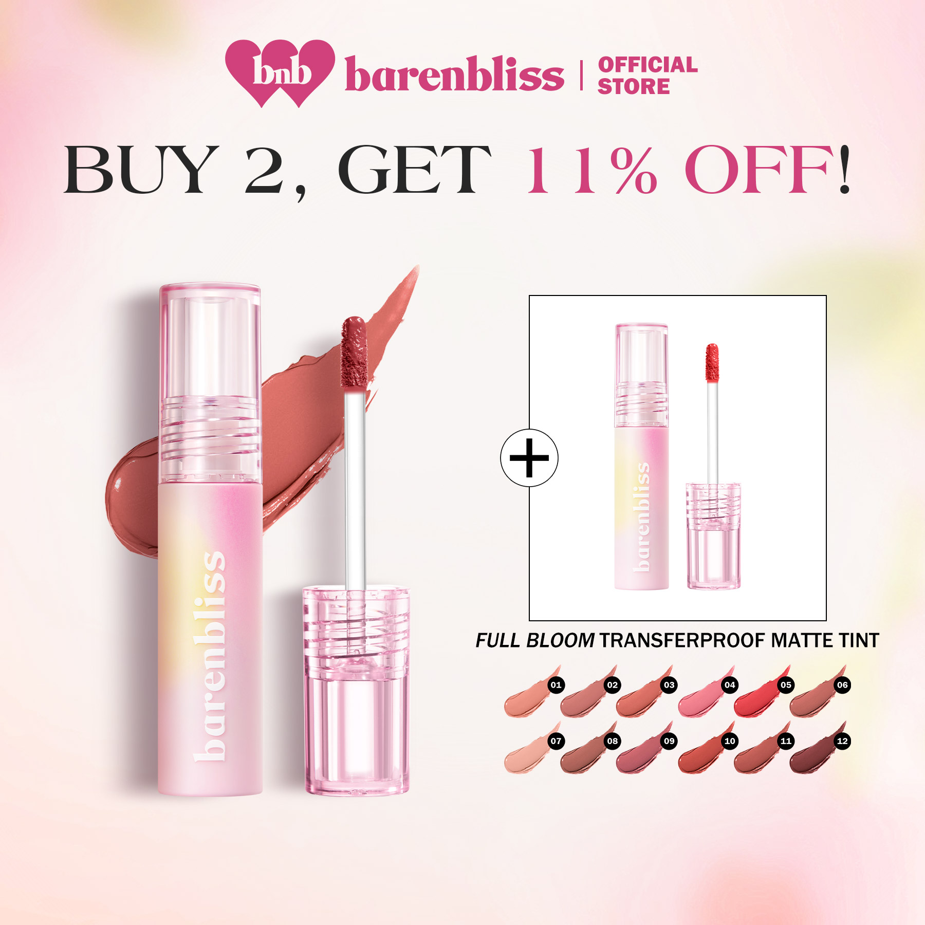 Discount on Barenbliss  shoes - SKU: [BUY 2 GET 11% OFF] barenbliss BNB Full Bloom Transferproof Matte Tint
