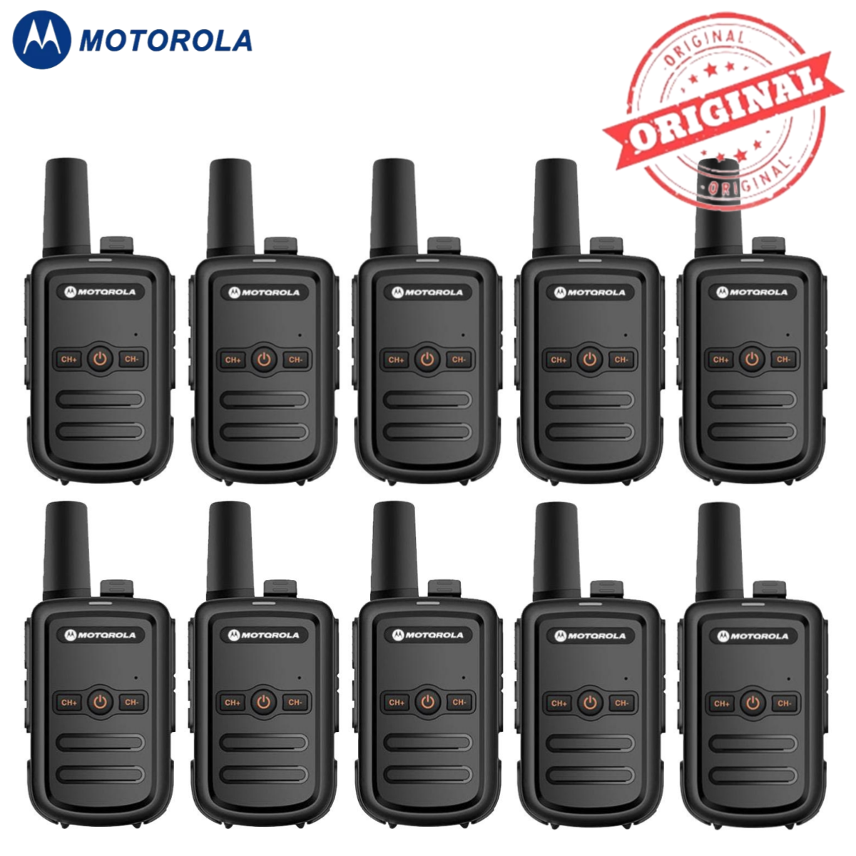 5 Watts Motorola C51 Set of 10 Portable Mini Radio Walkie Talkie Long Range 5KM Two Way Radio 16 Channels UHF 400-470MHz Clear Audio Handheld Walkie-Talkies Outdoor/School/Mountain area/Hotel/Kitchen/Underpass/High Rise Water/dust/shockproof Buy 1 Take 1